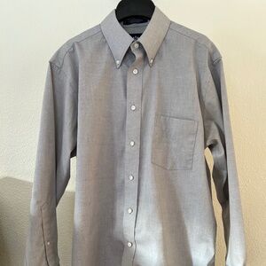 Men's Stafford Grey Wrinkle Free Oxford Button Down Shirt (15 1/2; 32/33)